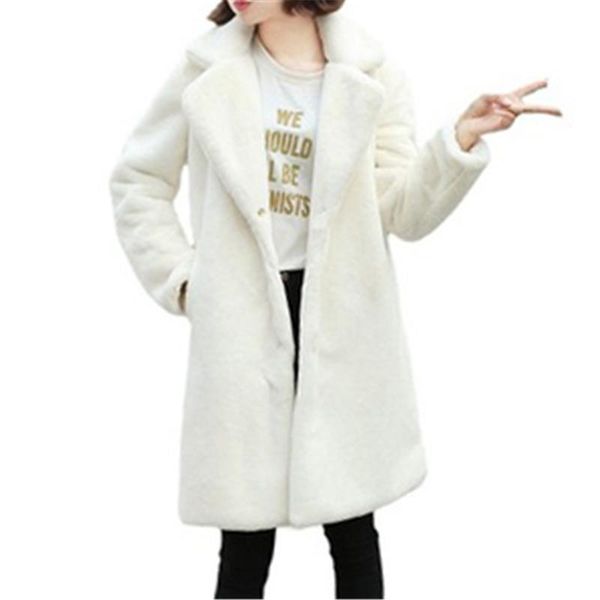 women's fur & faux winter coats imitation mink velvet female overcoats casual loose lady clothes outerwear trendy woman mujer, Black